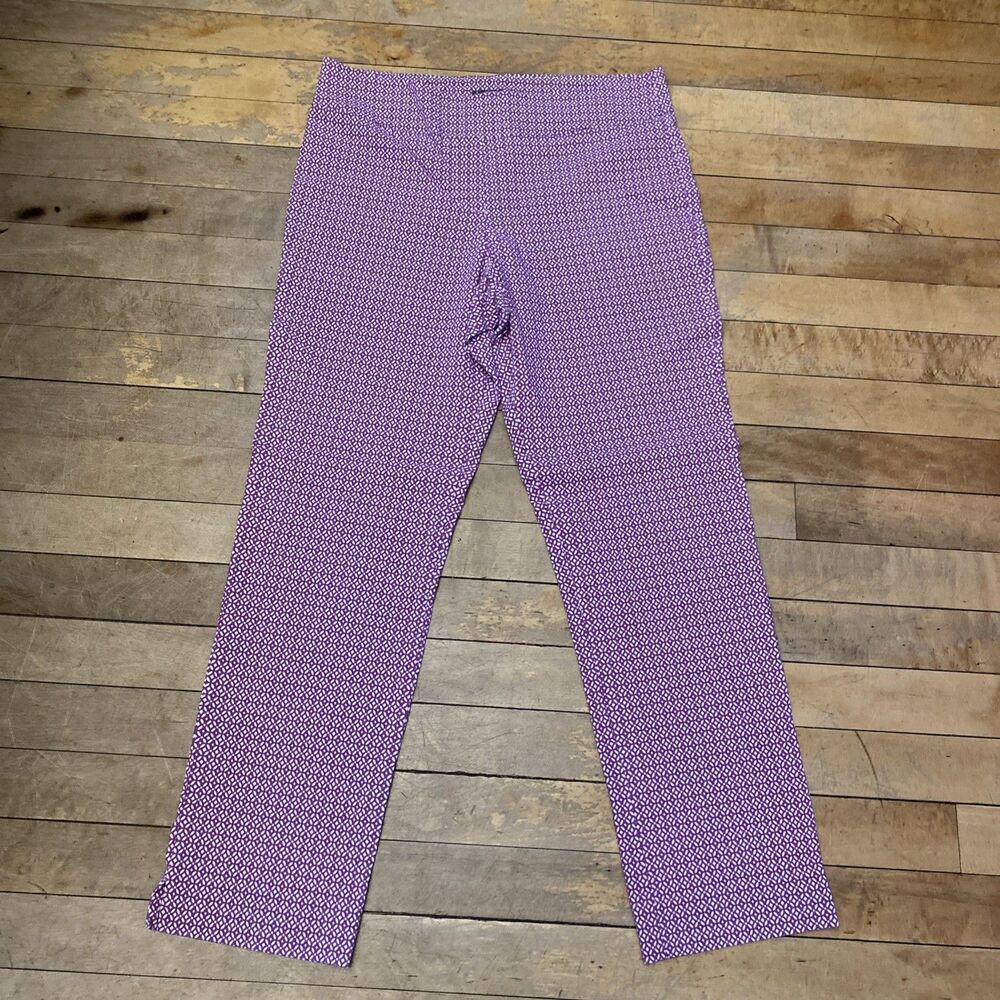 Erica Taylor Stretch Pants For Stitch Fix Size Large Purple Geometric Capris